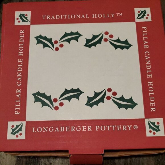 NIB Longaberger Pottery Woven Tradition Holly Berry Pillar Candle Plate 38032 - Picture 2 of 5